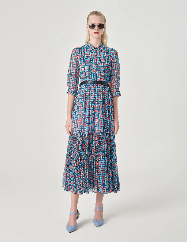 MARYLING Woven Plaid Shirt Collar Tata Dress