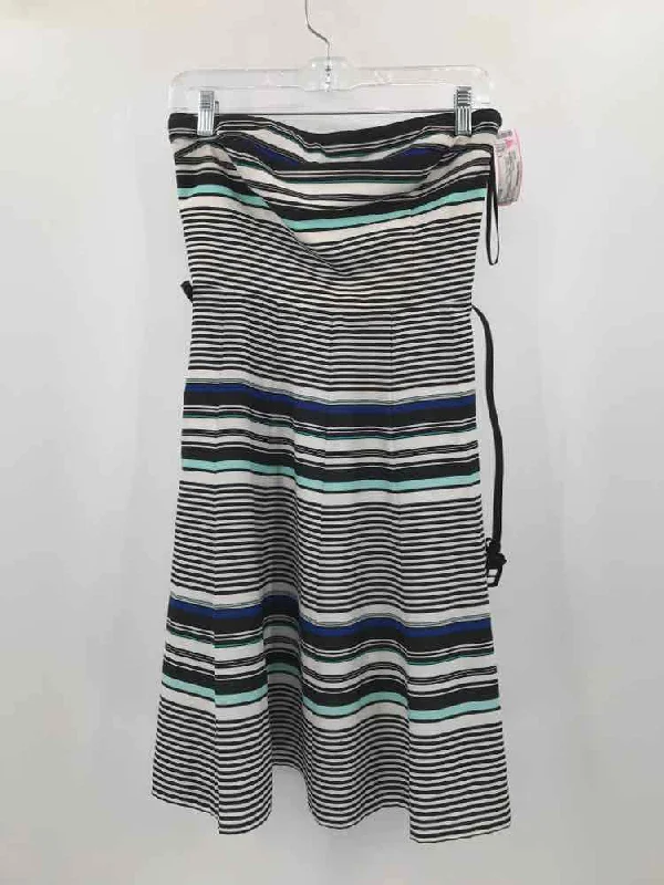 Pre-Owned WHBM Black Size 2 Stripe Knee Length Strapless Dress