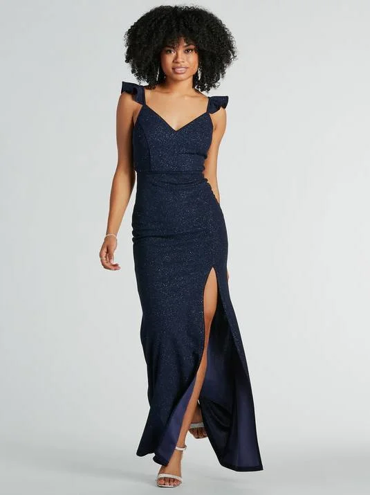 Pauly navy sparkle evening ball dress s6 Express NZ wide