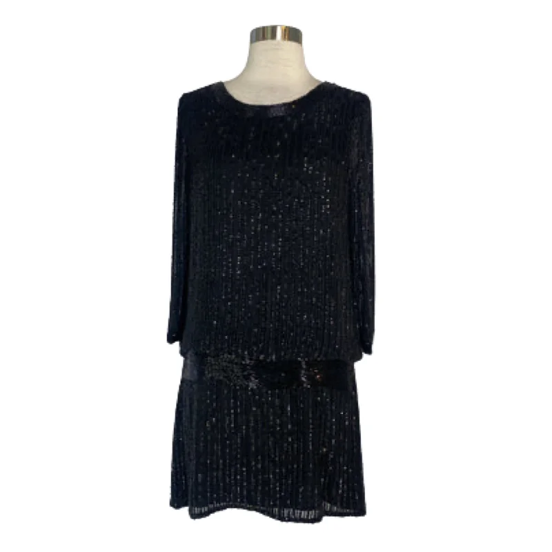 PARKER Short Beaded  Cocktail Dress Black Size M