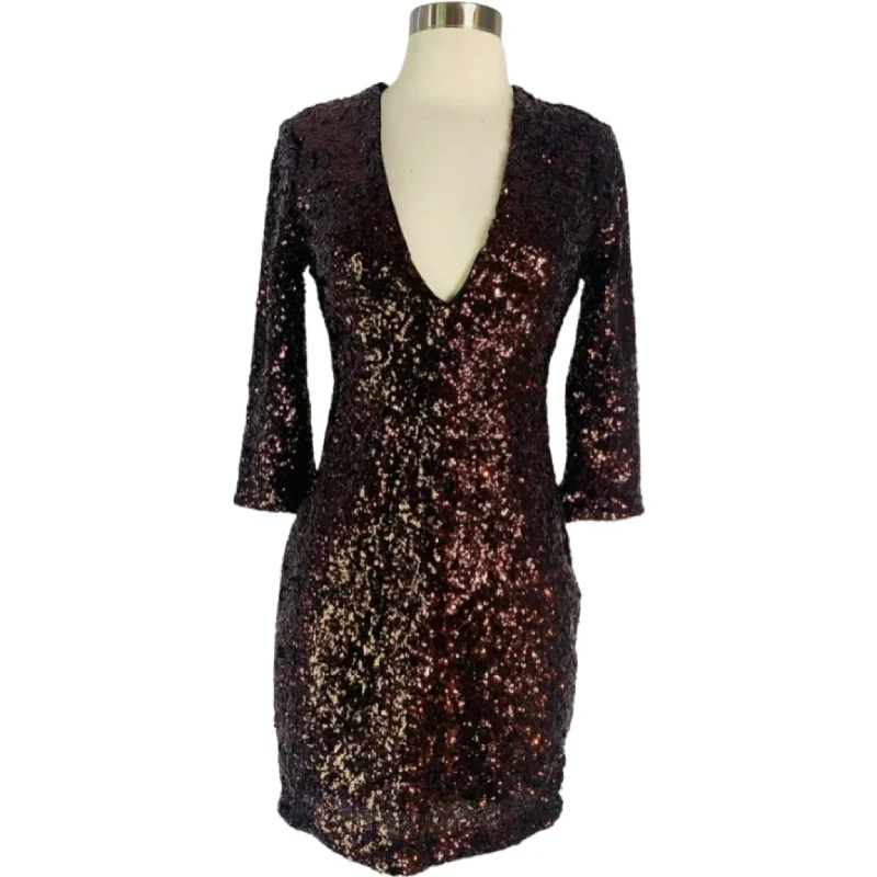 EXPRESS Short Sequin Cocktail Dress Brown/Bronze Size 2