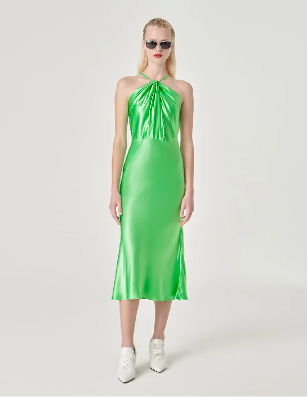 MARYLING Halterneck Lace-Up Sleeveless Fishtail Dress