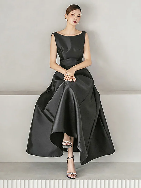 D9161 Back Slit Flare Dress