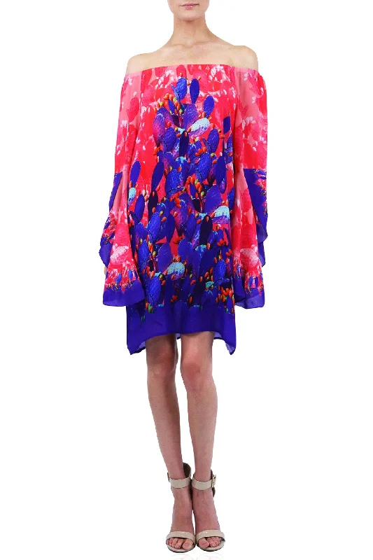 Cold Shoulder Extra long Ruffle Sleeves Dress