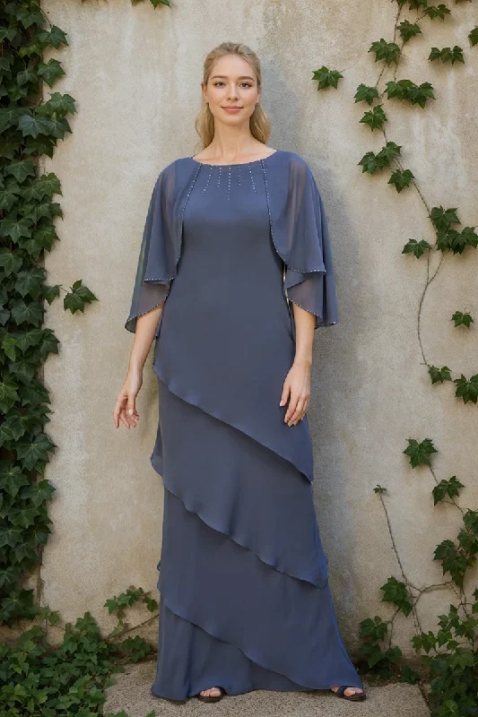 A-Line/Princess Scoop 3/4 Sleeves Mother Of The Bride & Groom Dresses with Rhinestone & Ruffles A-Line/Princess Scoop 3/4 Sleeves Mother Of The Bride & Groom Dresses with Rhinestone & Ruffles