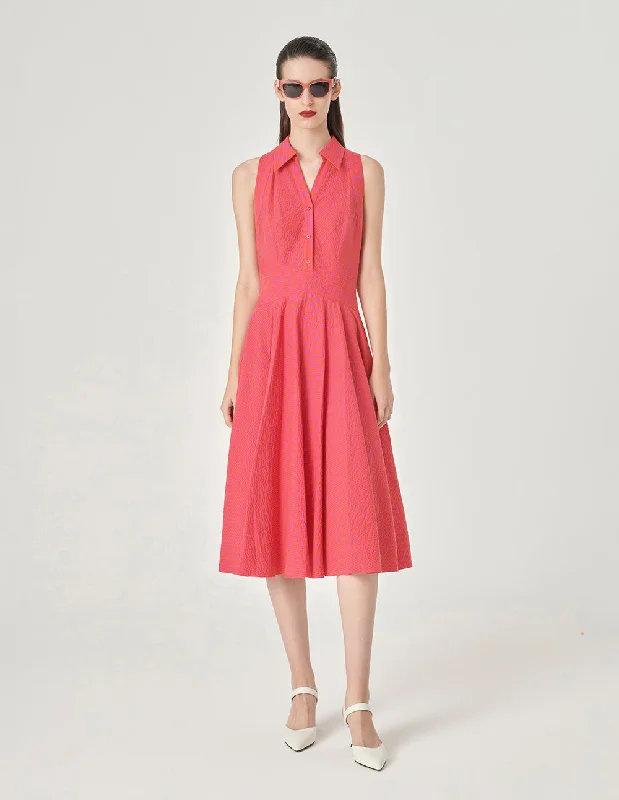 MARYLING Sleeveless Shirt Style V-Neck Dress