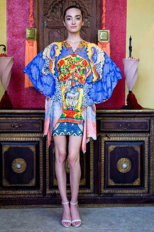 Yellow Tapestry Print Kaftan Dress