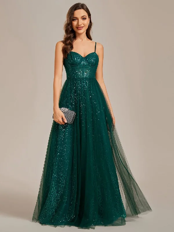 Jemima emerald sequin/tulle corset ball dress Express NZ wide