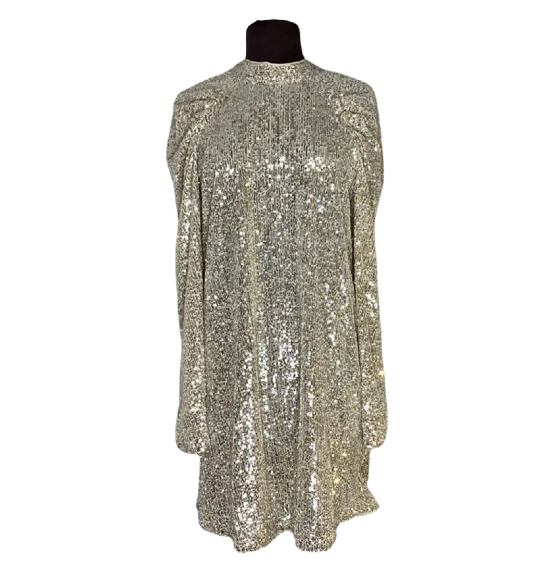 BOUTIQUE Short Sequin Cocktail Dress Champagne Size Large