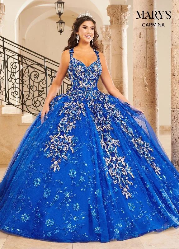 Floral Glitter Lace Quinceanera Dress by Mary's Bridal MQ1073