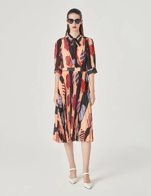 MARYLING V-Neck Mid-Sleeve Printed Dress