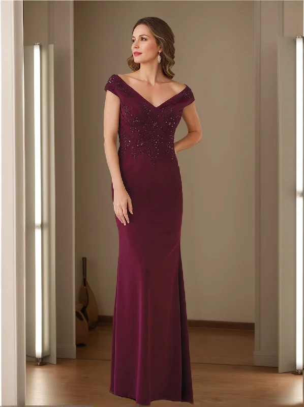 Sheath/Column V-Neck Sleeveless Mother Of The Bride Dresses with Appliques