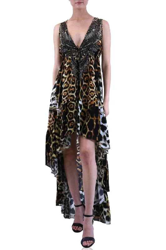 Leopard Print High Low Dress