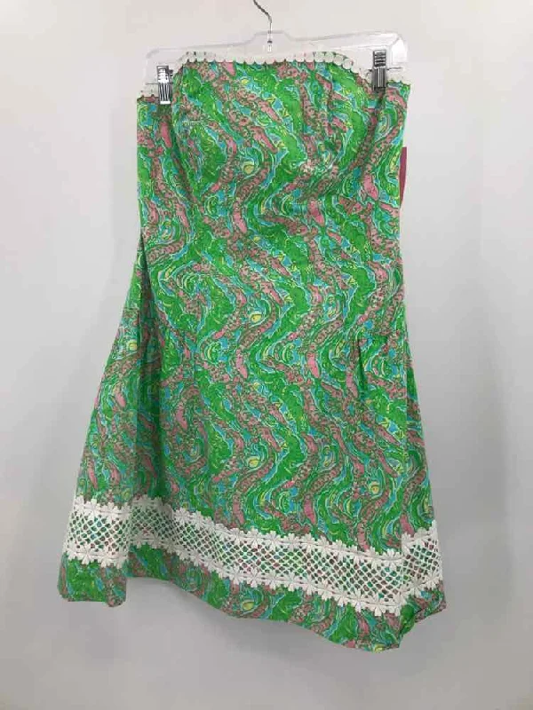 Pre-Owned Lilly Pulitzer Green Size 10 Knee Length Strapless Dress