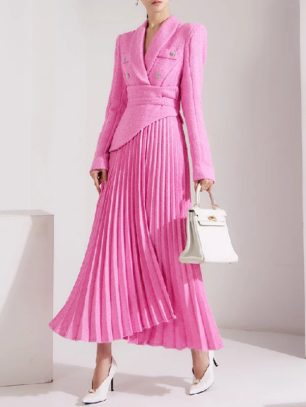D4612 Belted Tweed Dress