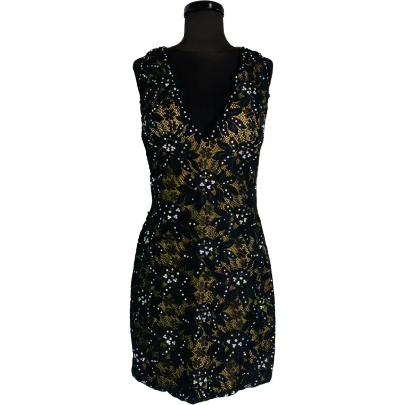 JOVANI Short Black/Nude Cocktail Dress Size 10
