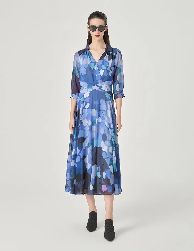 MARYLING V-Neck Cross Print Dress
