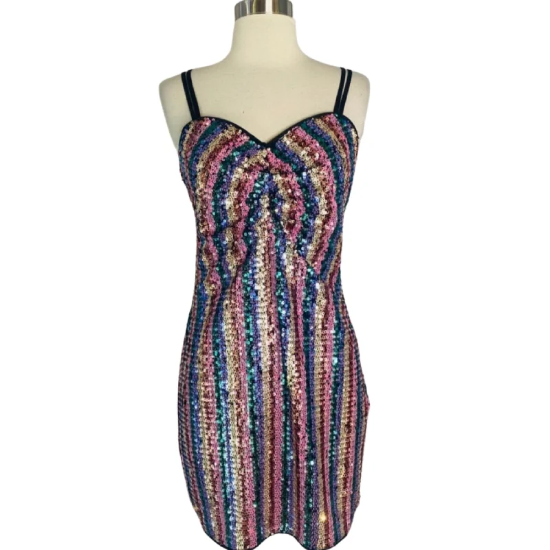FRIENDS AND LOVERS Short Sequin Cocktail Dress Multi-Color Size Medium NWT