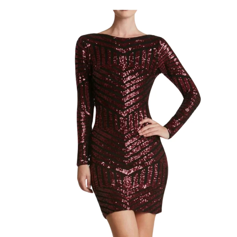 DRESS THE POPULATION Lola Cocktail Dress Size L Black/Berry NWT