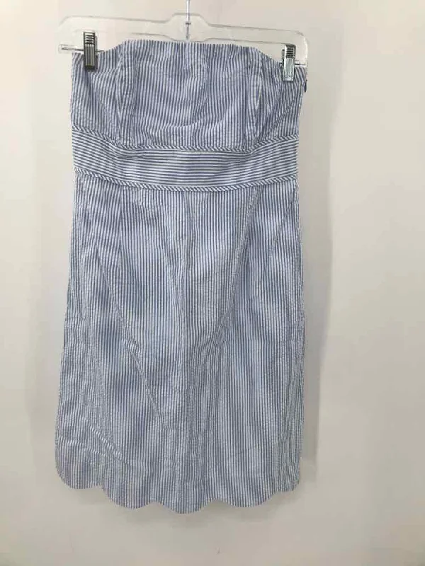 Pre-Owned Vineyard Vines Blue Size 0 Stripe Short Strapless Dress