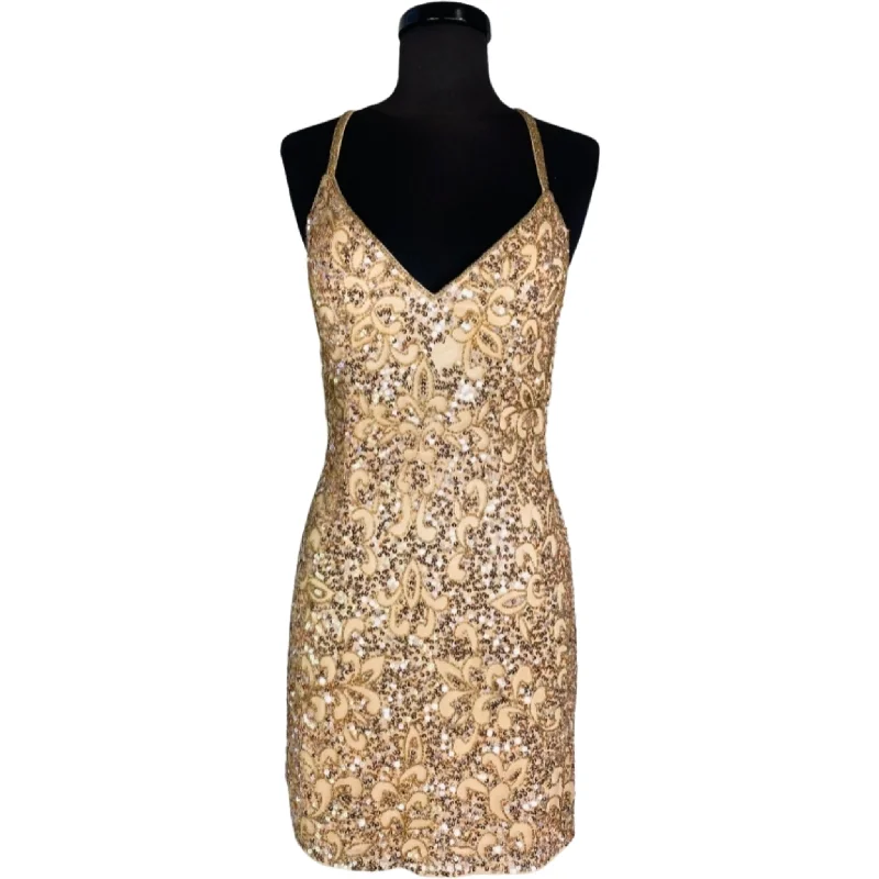 BOUTIQUE Short Sequin Cocktail Dress Rose Gold Size 4
