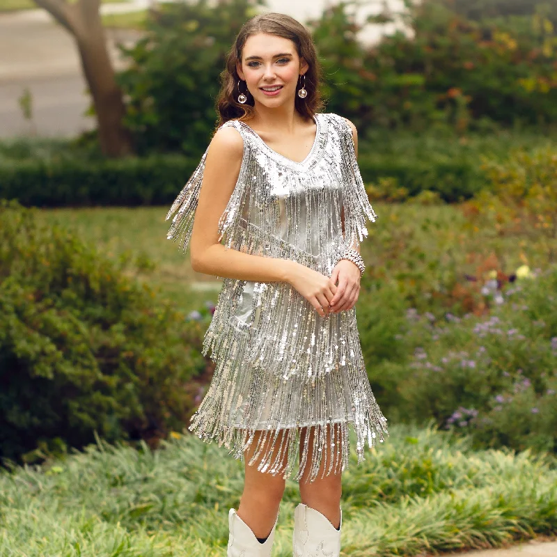 20197 - Layered Fringe Dress