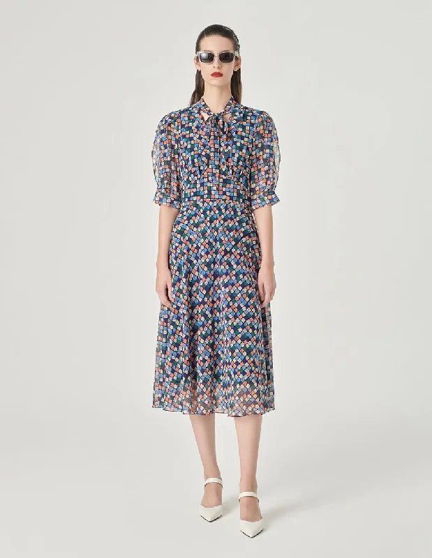 MARYLING V-Neck Strappy Plaid Print Dress