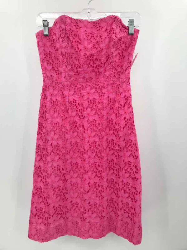 Pre-Owned Lilly Pulitzer Pink Size 0 Eyelet Knee Length Strapless Dress