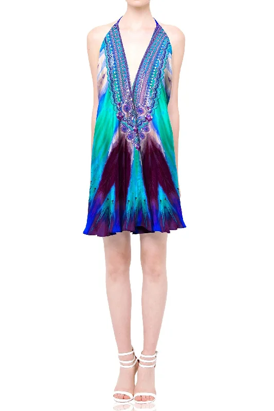 Blue Short Printed Dress