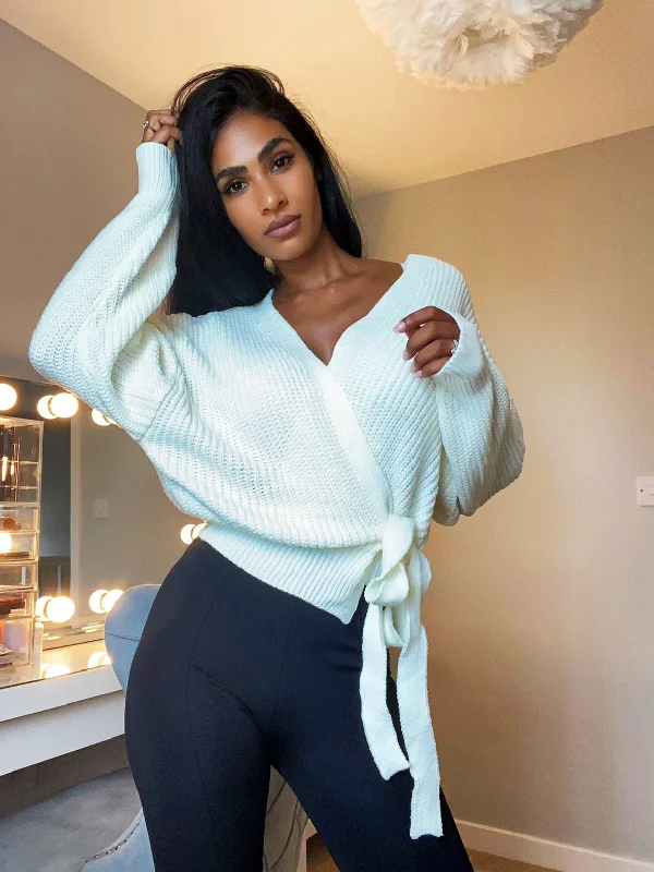 CROSS OVER KNITTED JUMPER VARIOUS COLOURS Toggled Drawstring Belted