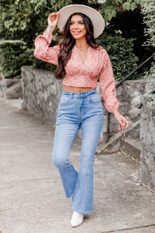 Never Saw It Coming Pink Printed Cropped Long Sleeve Blouse FINAL SALE Classic White Blouse Never Saw It Coming Pink Printed Cropped Long Sleeve Blouse FINAL SALE Classic White Blouse