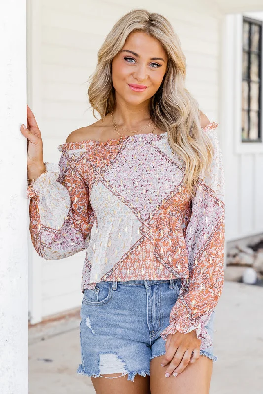 Saddle Up With Me Camel Patch Print Off The Shoulder Blouse FINAL SALE Short Sleeve Blouse Saddle Up With Me Camel Patch Print Off The Shoulder Blouse FINAL SALE Short Sleeve Blouse