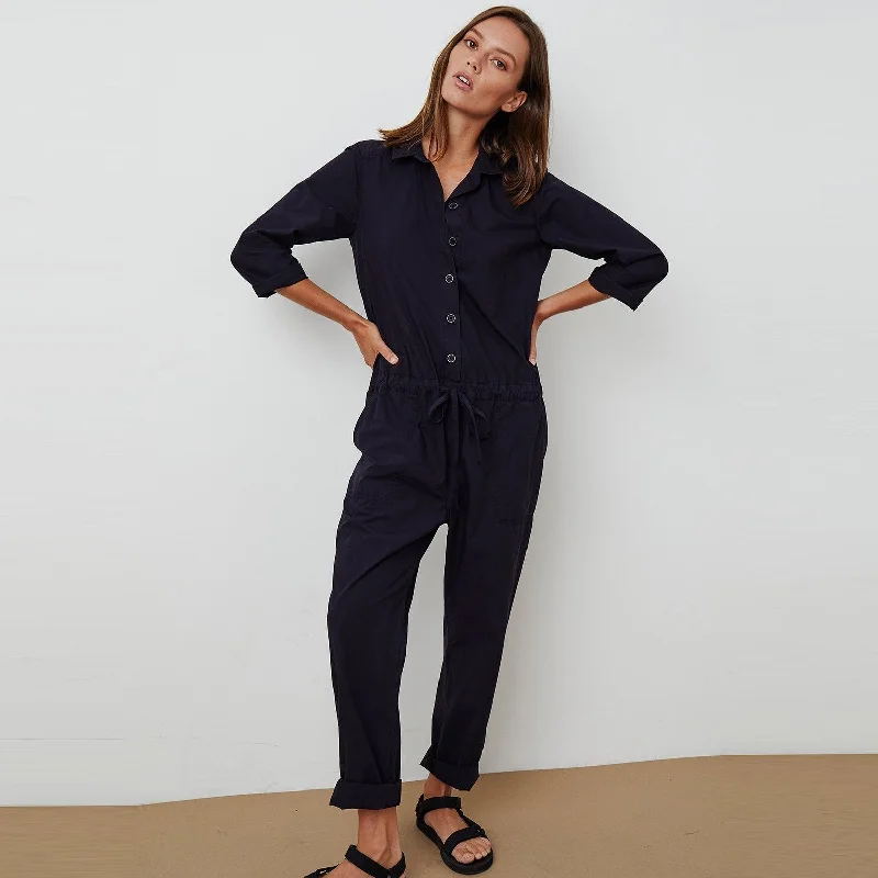 Saylor Poplin Jumper (Ink) Tailored Straight A-Line