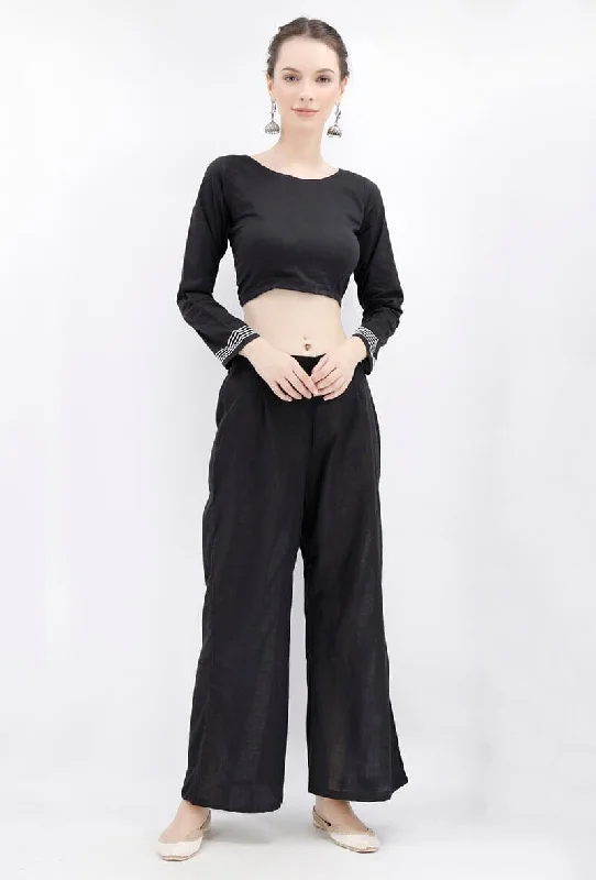 Black Rabari Padded Backless Threaded Blouse Smart Business Blouse