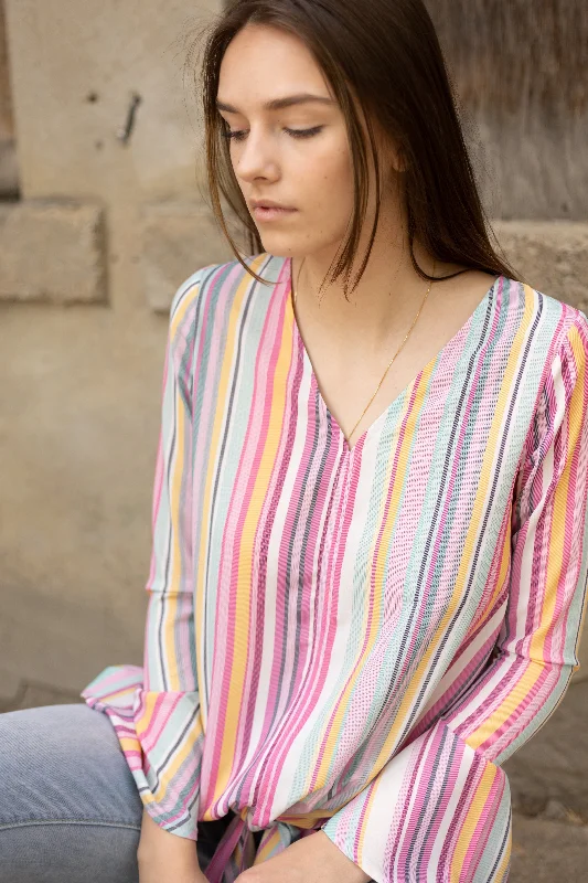 Candy Stripe Blouse Floral Print Blouse