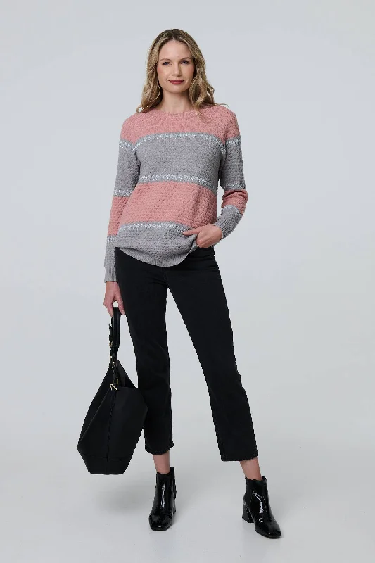 Striped Texture Slim Jumper Slim Fit Regular Fit Oversized