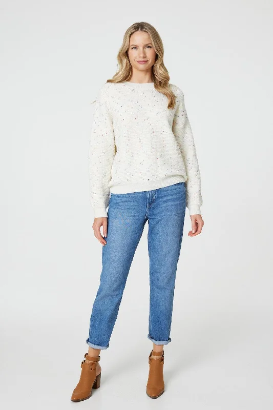 Dotted Knit Long Sleeve Jumper Bright Pastel Dark