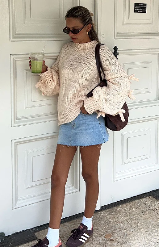 Short and Sweet Cream Knit Jumper Chenille Blend Fleece Blend Nylon Blend