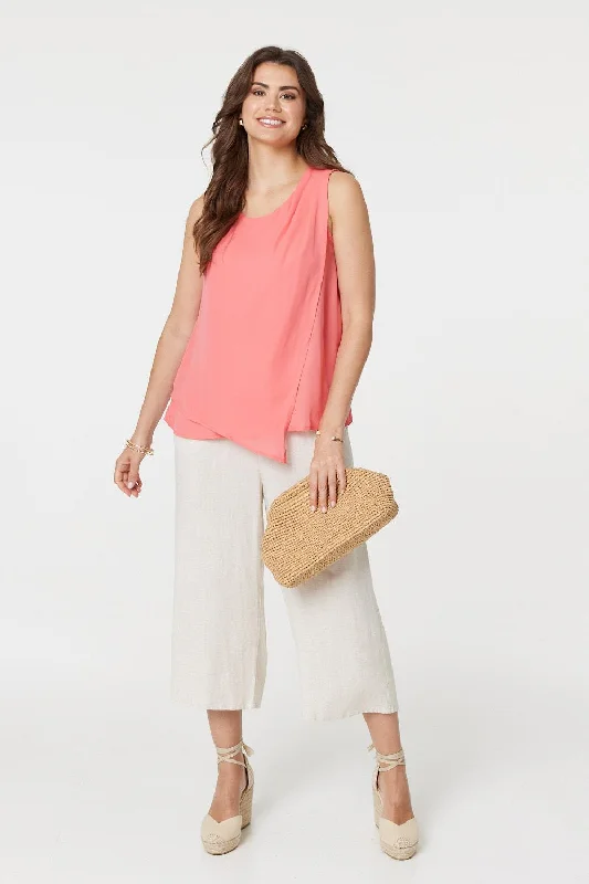 Asymmetric Pleat Front Blouse Top Elegant Silk Blouse