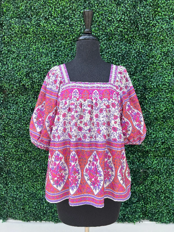 Budapest Boarder Blouse Flowy Bohemian Blouse