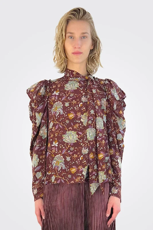 Brea Blouse - Heliotrope Red Casual Relaxed Fit Blouse