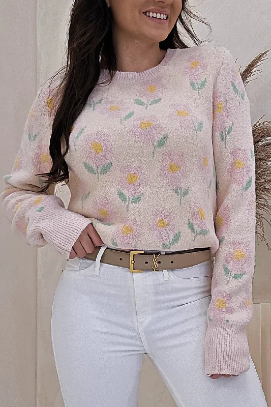 Emma Soft Floral Jumper | Light Pink Jersey Fabric Tulle Fabric Batik Fabric