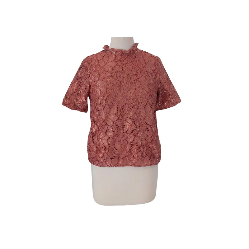 H&M Peach Bronze Lace Blouse | Gently Used | Polished Work Blouse
