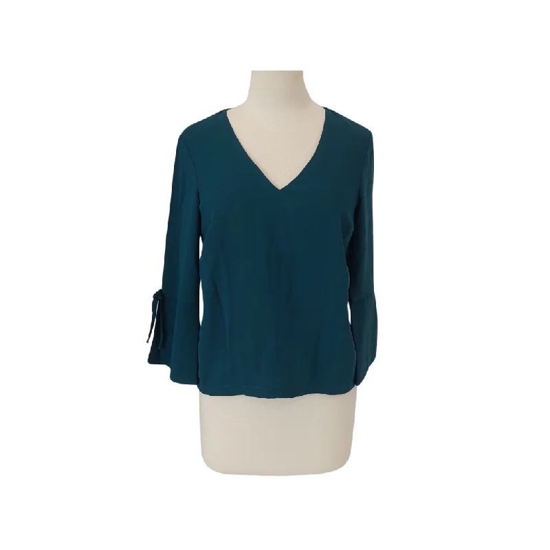 H&M Teal Bell-sleeves Blouse | Pre Loved | Slim Fit Blouse