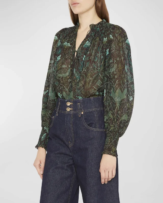 Ida Blouse - Rainforest Elegant Embroidery Blouse