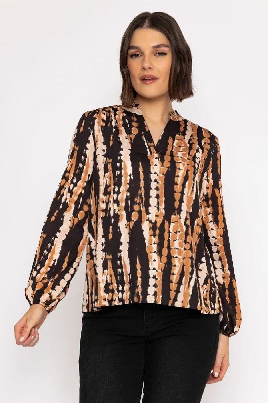 Long Sleeve Blouse in Animal Print Balloon Sleeve Blouse