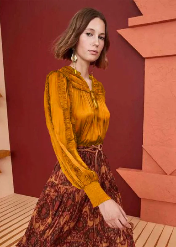 Mila Blouse - Goldenrod Feminine Satin Blouse