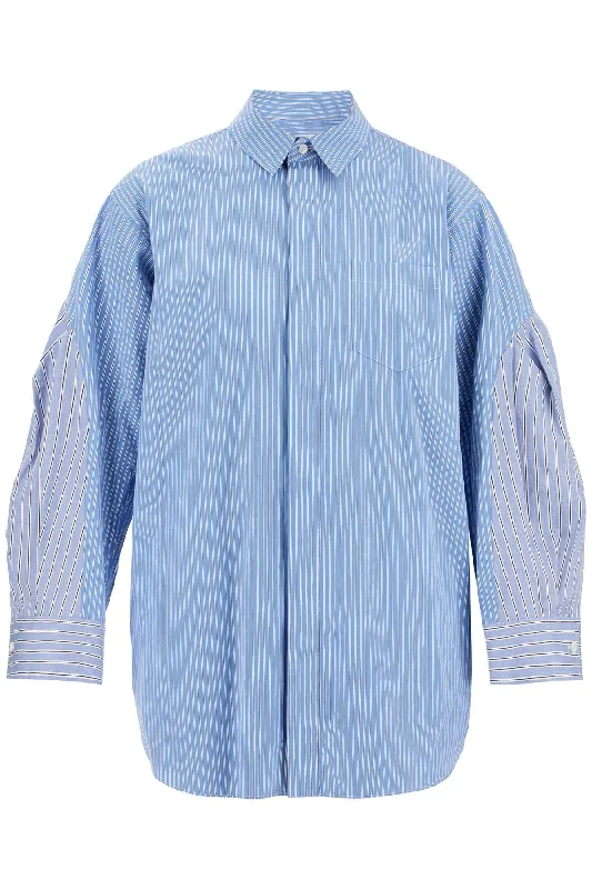 mini poplin blouse in chem 24 07527 L/BLUE STRIPE Silky Tunic Blouse
