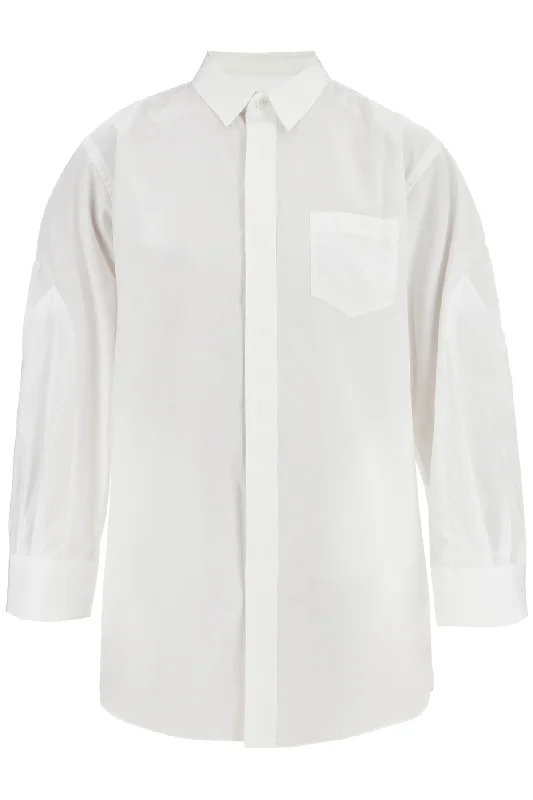 mini poplin blouse in chem 24 07527 OFF WHITE Stretchy Fitted Blouse
