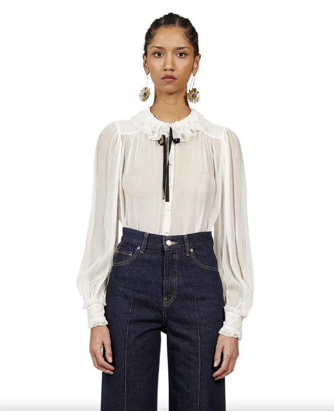 Pippa Blouse - Pearl Classic White Blouse